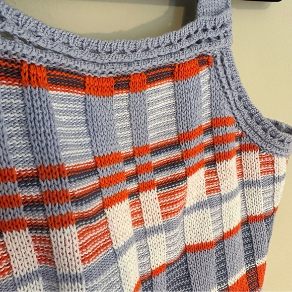 Banana Republic Blue Orange and White Plaid Apron Sweater Knit Tank Top - Picture 5 of 16